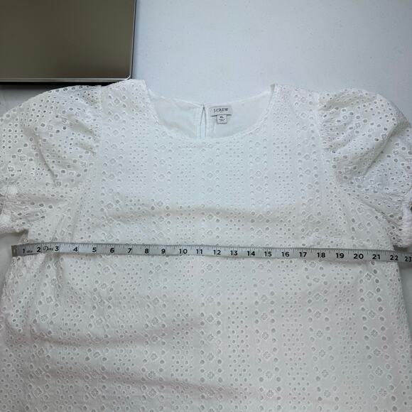 J. Crew Eyelet Lace Ivory White Short Sleeve Top Women's XL Professional Casual - Picture 5 of 7